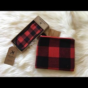 Buffalo check eye mask and cosmetic bag
